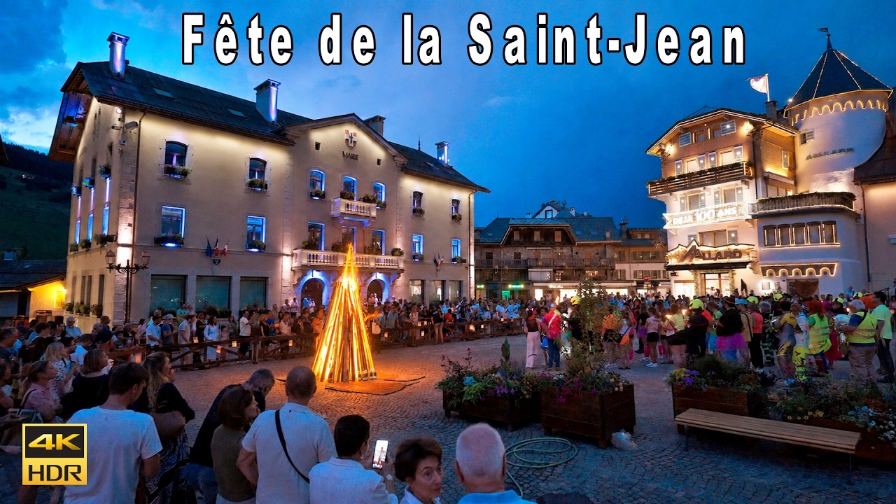 Megève 🇫🇷  | Local Tradition " Fête De La Saint Jean " | Evening walk 4k