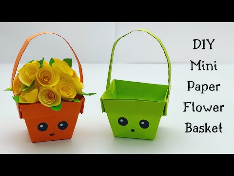 DIY MINI PAPER FLOWER BASKET / Origami Basket DIY / Paper Craft / Flower Basket Making With Paper