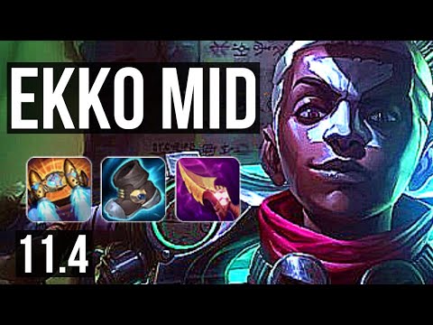 EKKO vs AHRI (MID) | 3.8M mastery, 1900+ games, Rank 7 Ekko, 8/2/6 | BR Challenger | v11.4