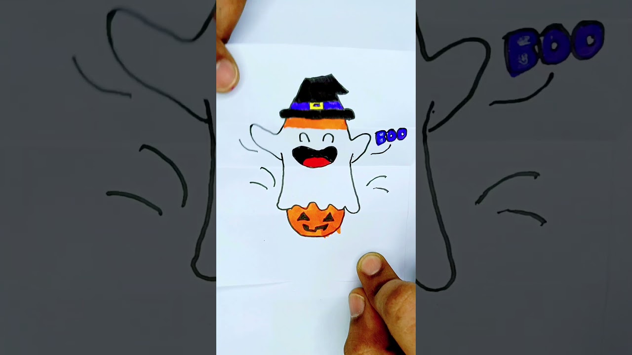 👻Halloween 🎃 art #shorts #paperfoldingart #papercraft #pumpkin #ghost #youtubeshorts