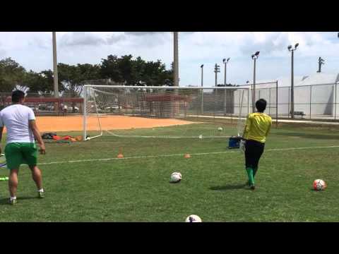 Goalkeeper training involving tennis balls and reaction