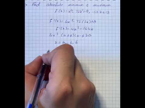 f(x)=x^{4}-72x^{2}+9 f^\prime(x)=4x^{3}-72(2x)+0 f^\prime(x)=4x^{3}-144x ... | Plainmath