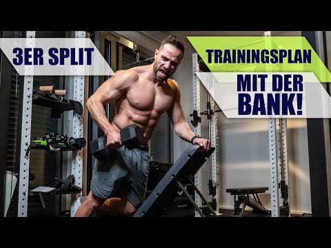 Muscle building training plan 3-split - dumbbells with bench