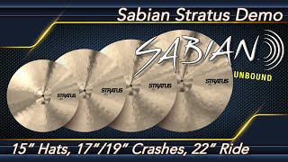 Video thumbnail for Sabian Stratus Series Demo! NEW SIZES: 15" Hats, 17", 19" Crashes, 22" Ride! by Zack Zweifel