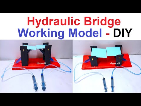 hydraulic bridge working model for science fair project DIY using cardboard howtofunda