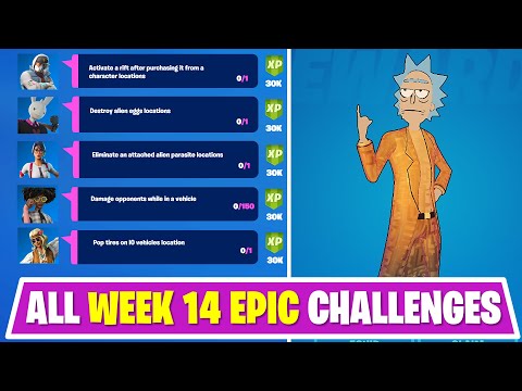 All Week 14 Epic Quest Challenges Fortnite Season 7 - Activate a rift, Destroy alien eggs, Pop tires