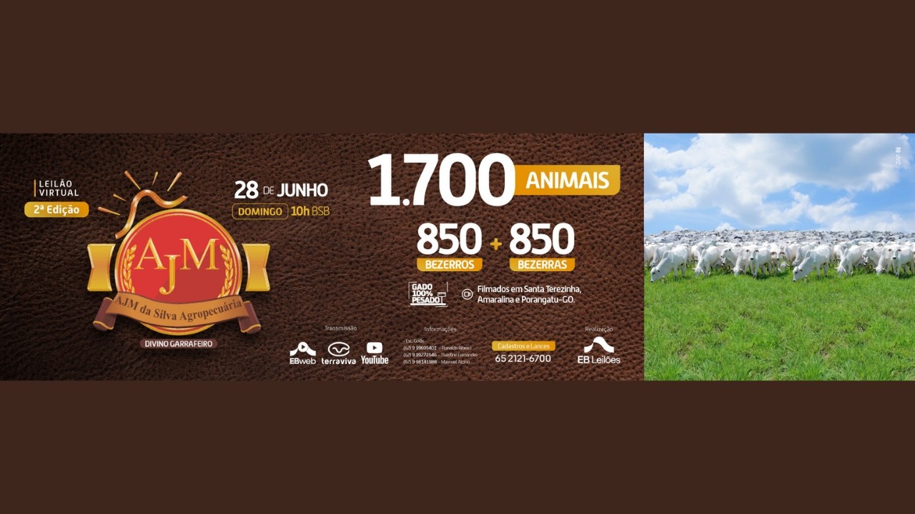 LEILÃO VIRTUAL PRODUÇÃO AJM DA SILVA AGROPEC - 2ª EDIÇÃO | 28/06/2026 – 10H