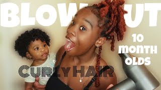 BLOWING OUT MY 10 MONTH OLDS CULRY HAIR!! (FIRST TIME using HEAT) ft. Bopcal [is it worth it??!]