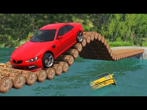Cars Vs High Speed Bump On Log Bridge beamng drive  ||  BeamNG.drive  ||  BeamNG Driving  ||