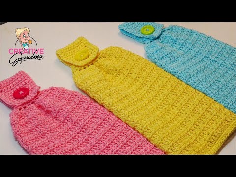 Easy Hanging Kitchen Towel - Crochet Tutorial - Lion Brand 24/7 Cotton