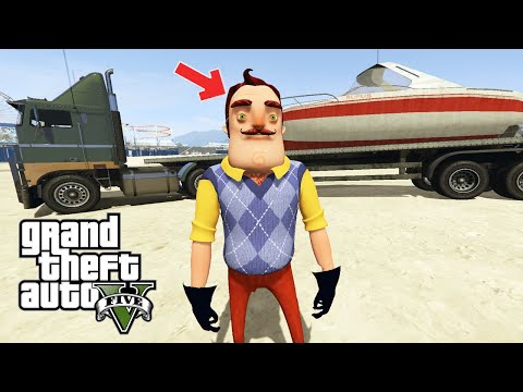HELLO NEİGHBOR TIRCI OLDU LÜKS GEMİ TAŞIYOR - GTA 5 MODS #gta5