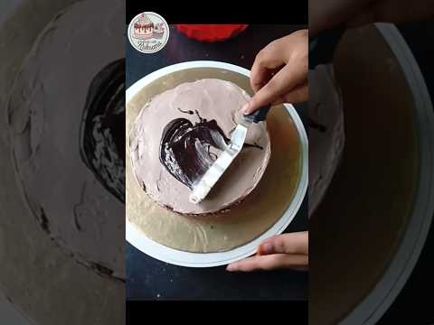 Let's Crumb Coat A Chocolate Cake|| #cake #cakedecorating #viral #trending #shorts #smallbusiness