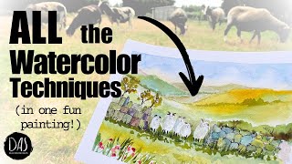 6 Must-Have Watercolor Skills (in 1 Whimsical Landscape Painting)