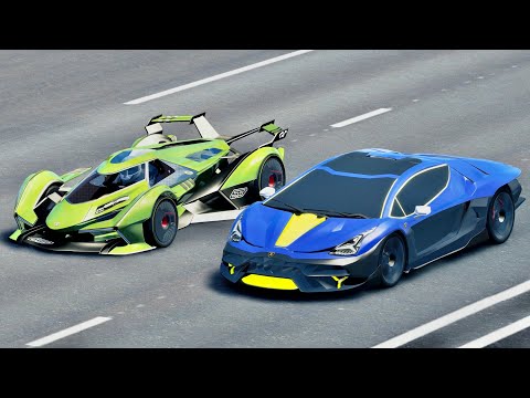 Lamborghini Scorpion Concept vs Lamborghini V12 Vision GT - Drag Race 20 KM
