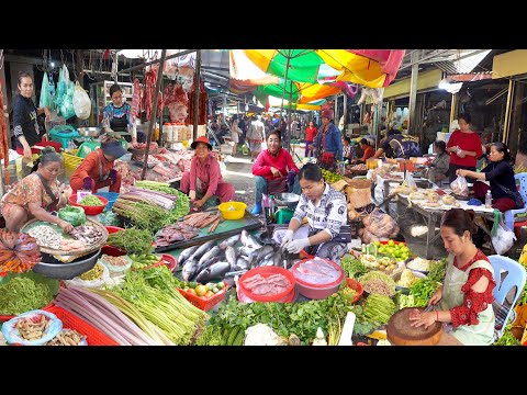 Routine Food & People Activities @ Takhmao Jas Market - Cambodian Wet Market