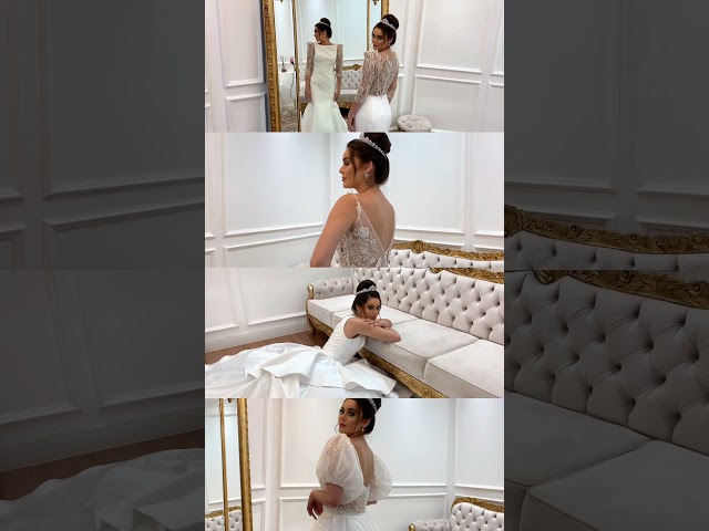 Produção Fashion de prova de vestido de noiva. 