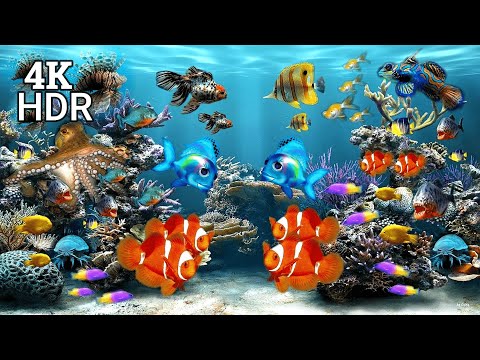 4K STUNNING AQUARIUM - 4K no music coral reef Aquarium with water sound for Relaxation-4K Fish Tank.