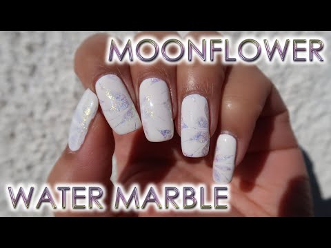 Moonflower | Water Marble March 2021 #3 | DIY Nail Art Tutorial | MSLP