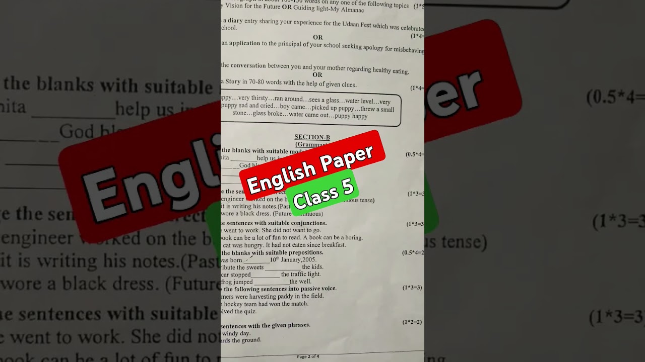 Class 5 English Paper | Annual Exam English Paper | English Paper Class 5 | Harsh Public School