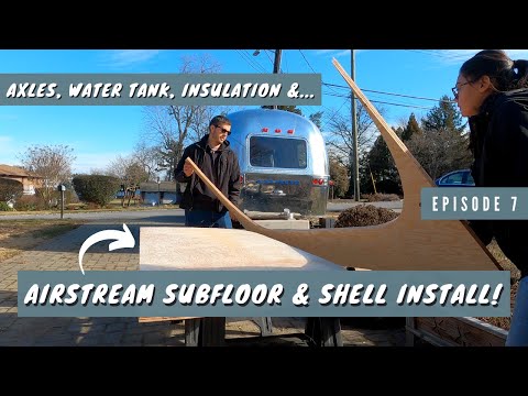 AIRSTREAM RENOVATION Episode 7 || NEW SUBFLOOR INSTALL & DROPPING THE SHELL BACK DOWN