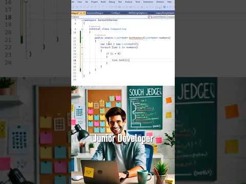 Junior vs Senior: LINQ Level Unlocked!✨💻 #CSharp #DotNet #LINQ #SeniorDev #JuniorVsSenior ⚔️ #code