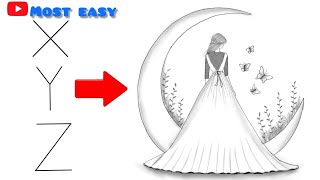 How to draw a girl with butterflies | pencil sketch | Drawing easy for beginners | Girl drawing