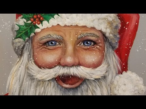 Learn to Paint Santa Claus Portrait Step by Step Acrylic Painting Tutorial