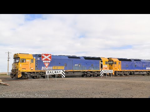 7736V Pacific National Grain Train Crosses Buchter Road (16/7/2023) - PoathTV Australian Railways