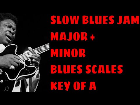 Slow Blues Jam Track in A | MAJOR + MINOR BLUES GUITAR SCALE MAPS