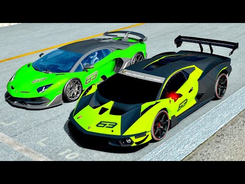 Lamborghini Essenza SCV12 vs Lamborghini Aventador SVJ 63 - Drag Race 10 KM