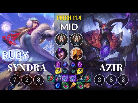 RW Ruby Syndra vs Azir Mid - KR Patch 11.4
