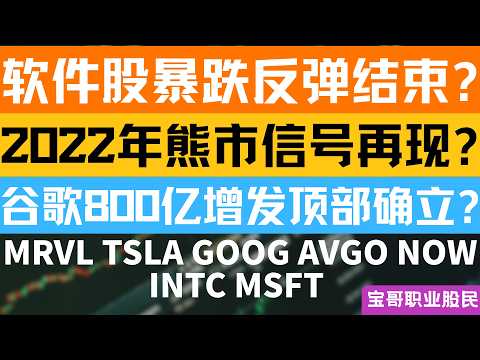 软件股暴跌反弹结束?2022年熊市信号再现? 谷歌800亿增发顶部确立? AVGO INTC MSFT NOW GOOG TSLA！06022026 #美股 #股票 #美股分析 #投資