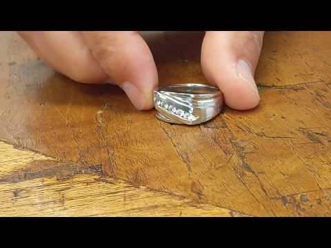 0.5 Ct. Five Stone Channel Set Ribbed Shank Men's Wedding Band-TwoBirch-TB-GR-0031-WG-H