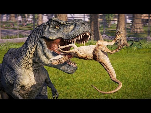 🌍 Jurassic World Evolution - Return to Jurassic Park Tyrannosaurus Rex Vs Raptors Breakout & Fight