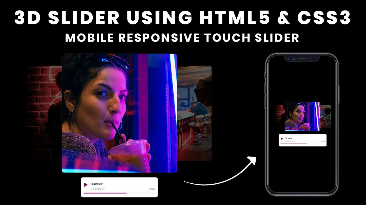 Responsive 3D Touch Slider Using Html & CSS | CSS 3 Carousel Design | Build 3D Slider | Tutorial