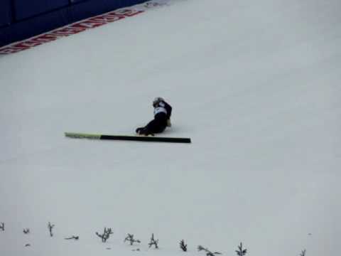 Sturz von Andreas Kofler im Probedurchgang; Skifliegen Oberstdorf (Skiflying),31.01.2010