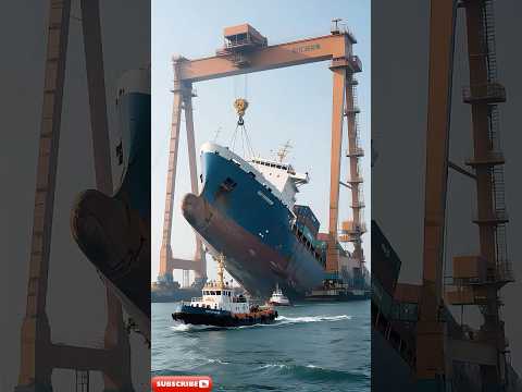 Crane Hook Snaps—Cargo Ship Plunges Back, Waves Tower! #SeaRescue #CraneFail