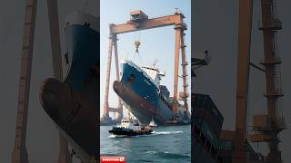 Crane Hook Snaps—Cargo Ship Plunges Back, Waves Tower! #SeaRescue #CraneFail