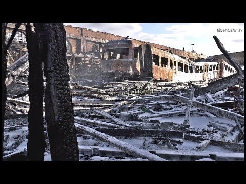 Historic railway vehicles destroyed - Major fire in Worms Germany
