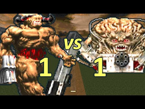 Cyberdemon vs Spider Mastermind - Boss vs Boss Fight - Doom Retro Battles