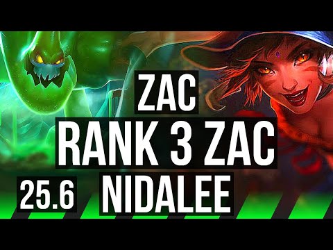 ZAC vs NIDALEE (JGL) | Rank 3 Zac, 900+ games, 4/3/15 | EUW Challenger | 25.6