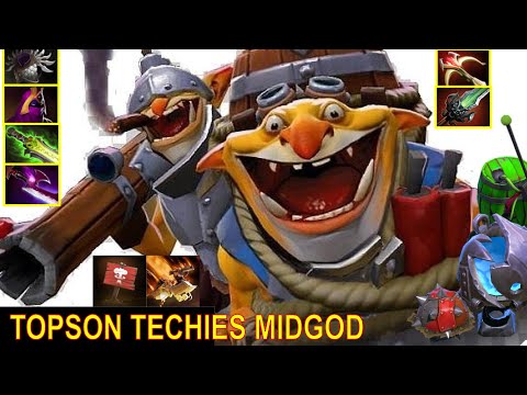 TOPSON - TECHIES MIDGOD is BACK!!! full physical build with Ethereal Blade +251 Damage Talent  Dota2
