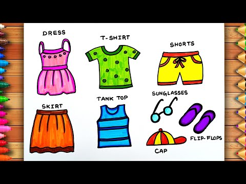 Easy Summer Season Clothes Drawing | Summer Season Clothes and Accessories Drawing | Summer Clothes