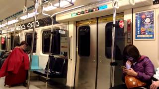 Inside of MRT in Taiwan. Always Wear a Mask. People cough a lot on the train.