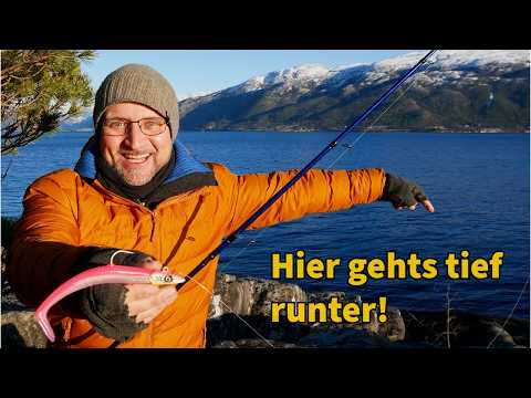 Mit grossen Ködern von der Steilküste im Fjord! Angeln im Hardangerfjord