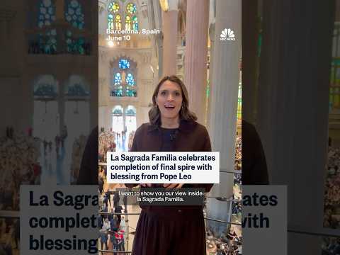 La Sagrada Familia celebrates completion of final spire with blessing from Pope Leo