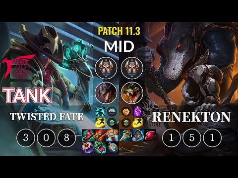 TLN Tank Twisted Fate vs Renekton Mid - KR Patch 11.3