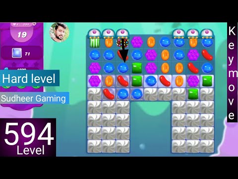 Candy crush saga level 594 ।  Hard level ।  No boosters । Candy crush 594 help। Sudheer CC Gaming