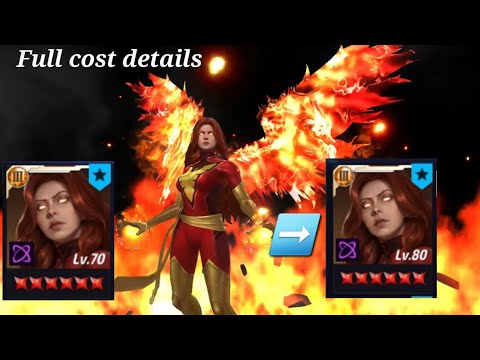 Jean Grey level 70 to 80 full cost details in marvel future fight