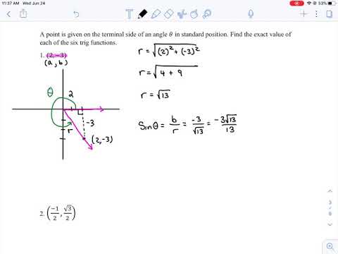 MAT 182 - Notes 7.4 - Finding the exact value of all six trig functions of any angle.